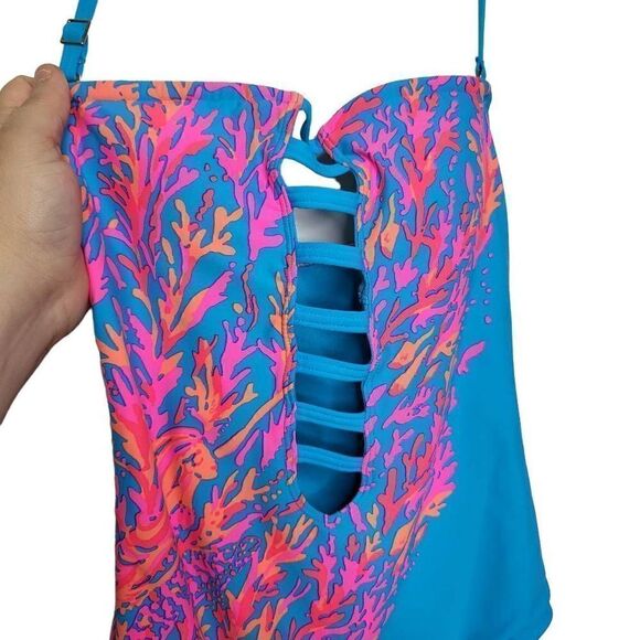 Lilly Pulitzer Teslee One Piece Swimsuit in Turquoise Oasis Size 0 - Picture 4 of 11